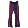 Flared pants with gringo fairtrade patchwork in maroon blue and patterned fabric panels made from fairtrade materials