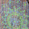 Blue and purple gringo fairtrade tunic dress with tie sleeves made of iridescent lurex fabric and glowing mandala design
