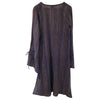 Gringo fairtrade long-sleeved tunic dress with vertical blue purple and gold lurex stripes floor-length design