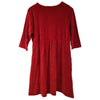 Gringo fairtrade red velour tunic dress with embroidered stars and flowers featuring three quarter sleeves and a gathered waist