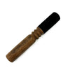 Wooden-handled brush with black velvet head for use with engraved singing bowl lotus flower gift set