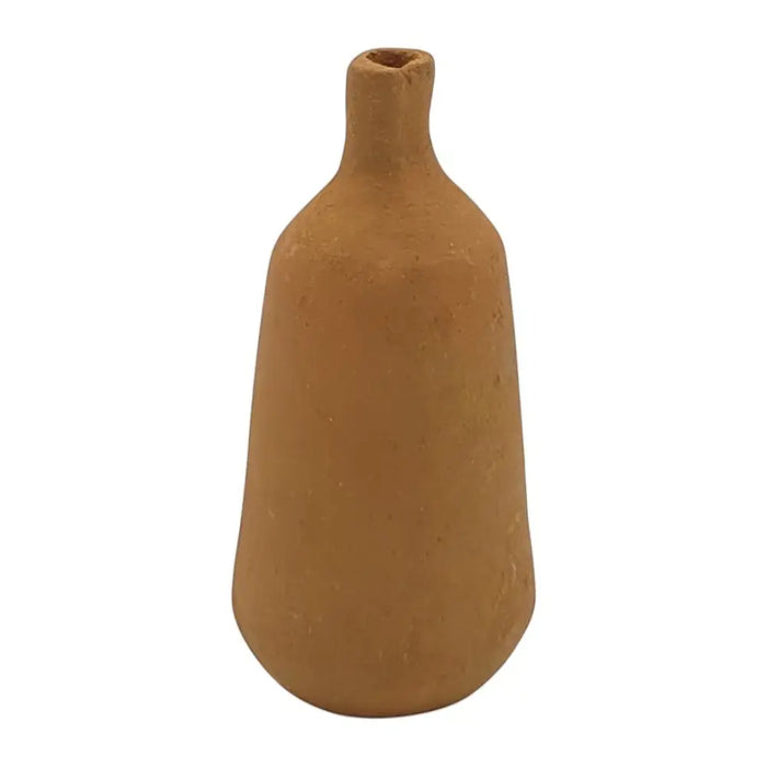 Handcrafted terracotta incense stick holder with matte terracotta finish narrow neck and tapered body