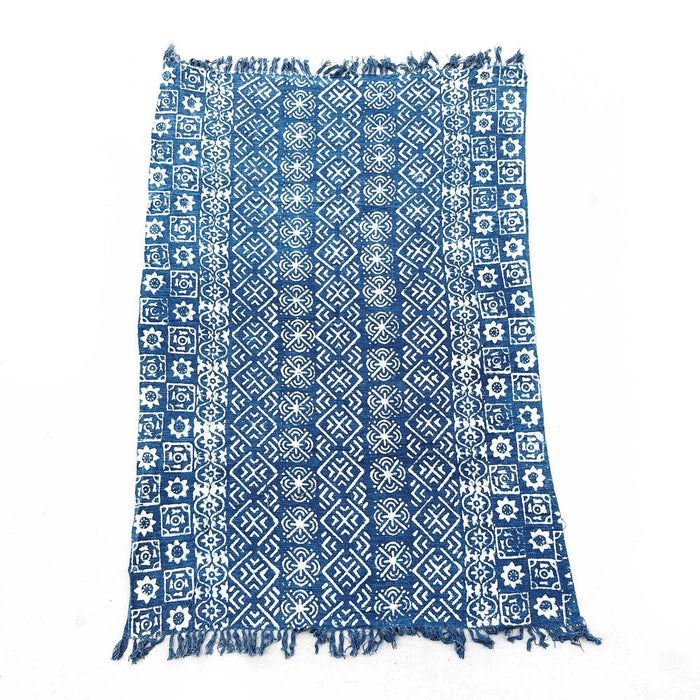 Handgemachter Indigo-Überwurf - Desi-Streifen