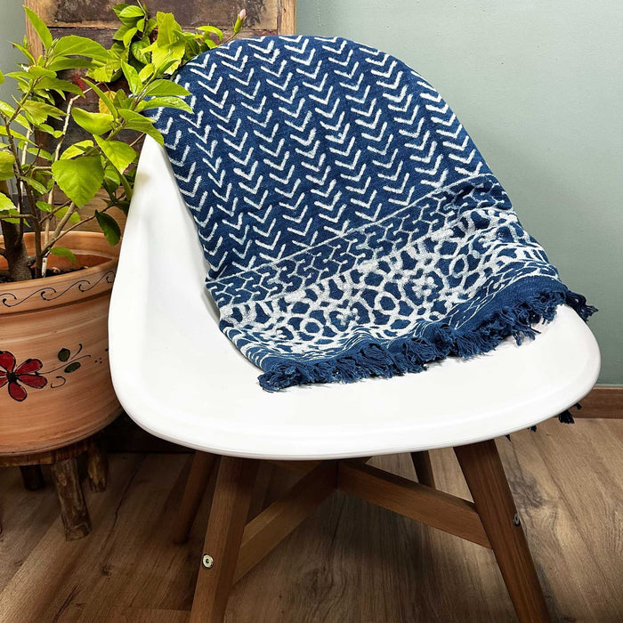 Jeté Indigo fait main - Flèches Seedha