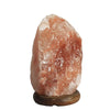 A rustic pink himalayan salt lamp weighing 2-3kg with natural texture and a smooth wooden base