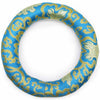 Hoop cushion 24cm with vibrant blue satin fabric and gold thread floral scrollwork for 26cm plus singing bowls