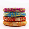 Stacked hoop cushions 24cm in magenta blue red and orange silk with gold embroidery for 26cm plus singing bowls