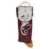 Maroon hop hare bamboo short socks with white crescent moon and gold stars in assorted patterns