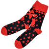 Black and red flame-themed hop hare bamboo socks with bold red dragon design and matching red toe caps and cuffs