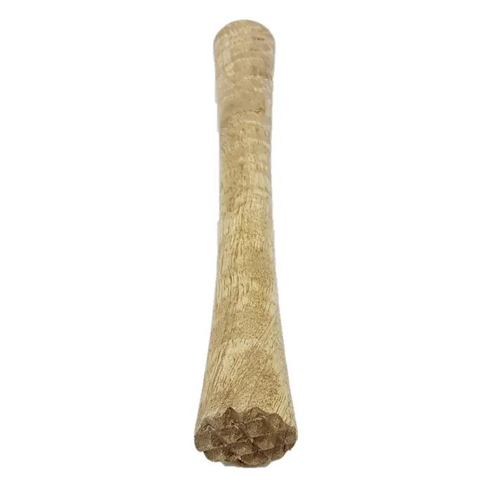 Natural wood mallet handle with light brown textured finish and tapered design in ian snow mango wood utensil jar