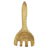 Light brown mango wood salad server with smooth tapered handle and four tines from ian snow utensil jar collection