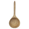 A light brown mango wood spoon with smooth rounded bowl and slender handle from ian snow artisan utensil jar