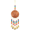 Indian brass chimes tree of life with copper color engraved circle chakra beads and five golden bells hanging down