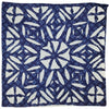 Blue and white indian patchwork cushion cover with geometric floral motifs in cotton fabric titled prayer of zion