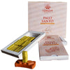 Ishom incense smudge bricks of yellowish-green palo santo in a white box with a terracotta burner stand