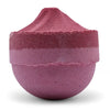 A jumbo bath bomb called razzle dazzle with a pink to purple gradient and sodium lauryl sulfoacetate texture and cone top