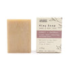 A beige rectangular bar of klay soap with honey oatmeal and kaolin clay ingredients for gentle cleansing