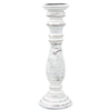 Large candle stand in whitewash mango wood with distressed finish and black inner rim candle holder design