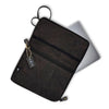 Large canvas laptop pouch in stonewash charcoal with a subtle textured pattern and black zipper pulls
