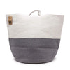 Large cotton rope laundry and storage basket in white and grey made from woven indian cotton rope