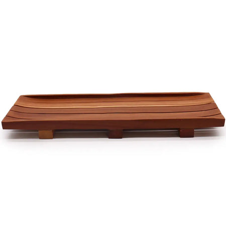 Large naseberry wood soap tray in rich brown with a smooth finish and subtle natural wood grain texture