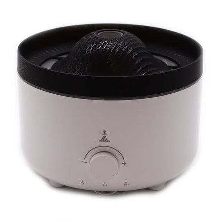 White ceramic aroma diffuser with black textured top and control dial large volcano effect aroma diffuser 560ml plug-in