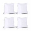 Set of four white square throw pillows with pet fibre filling sized to fit 45cm by 45cm cushion covers