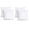 Set of four white square throw pillows with pet fibre filling fits 45cm x 45cm cushion covers