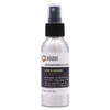 Silver aluminum spray bottle with black cap labeled ancient wisdom aromatherapy mist lime and ginger with witch hazel