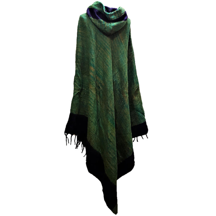 Langer Cashmelon-Poncho mit Kapuze - Farbauswahl