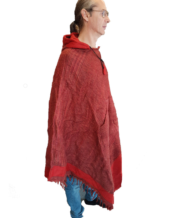 Langer Cashmelon-Poncho mit Kapuze - Farbauswahl