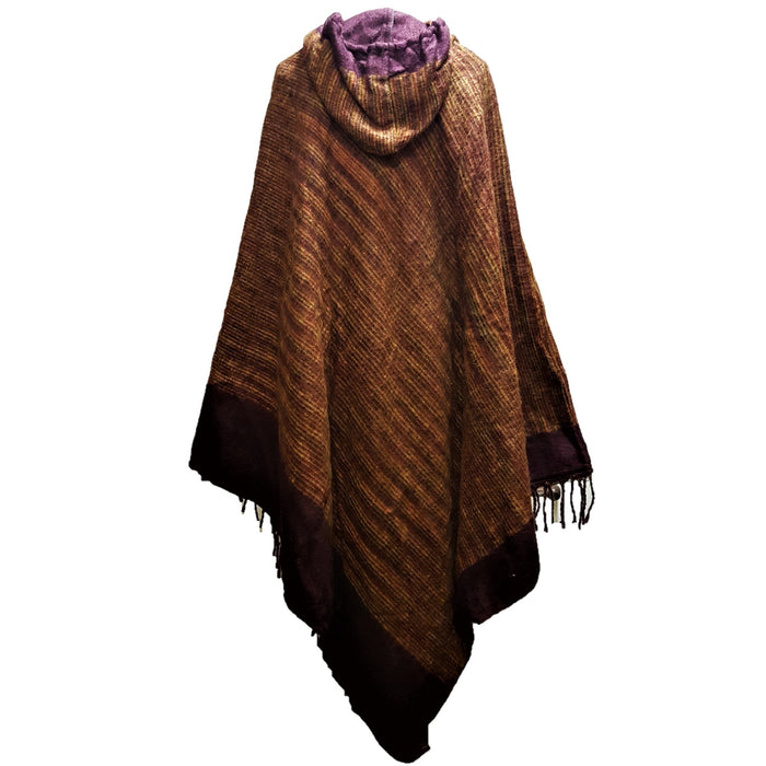 Langer Cashmelon-Poncho mit Kapuze - Farbauswahl
