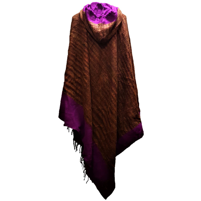 Langer Cashmelon-Poncho mit Kapuze - Farbauswahl