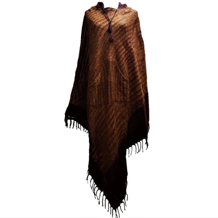 Langer Cashmelon-Poncho mit Kapuze - Farbauswahl