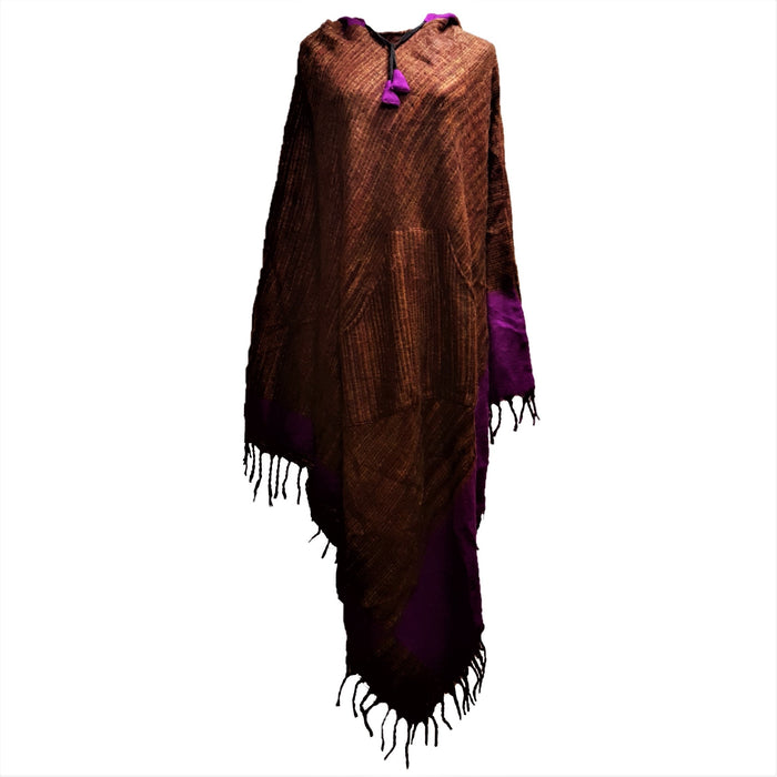 Langer Cashmelon-Poncho mit Kapuze - Farbauswahl
