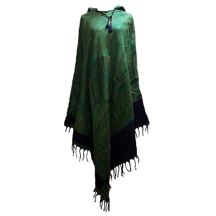 Langer Cashmelon-Poncho mit Kapuze - Farbauswahl