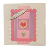 A pink and lavender layered love themed greeting card with glittery silver banner and floral heart from milford haven