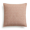 A square cushion cover with a woven geometric pattern in muted terracotta and cream tones called burgundy squares