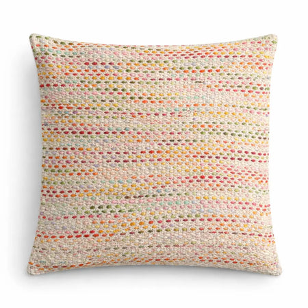 Lux comfort classic cushion cover with textured woven fabric in pastel and earthy horizontal stripes including pink and green
