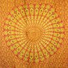 Mandala sarong fabric in lime orange with vibrant mandala and paisley patterns in bright orange and yellow colors