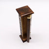 Dark brown mango wood incense tower square with intricate floral inlays and brass interior for burning incense