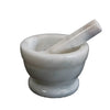 White marble mortar and pestle medium set with smooth polished finish available in two colors for grinding herbs and spices