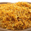 A wooden bowl filled with dried golden yellow marigold petals totaling 0.5kg
