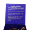 A golden medicine buddha singing bowl made of metal in a deep blue velvet box handcrafted in nepal