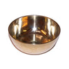 Medium brass singing bowl with polished smooth reflective interior and slightly rounded rim used for meditation and sound therapy