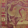 Metallic thread elephant cushion cover in rich maroon and gold woven fabric with floral border detail for standard cushion