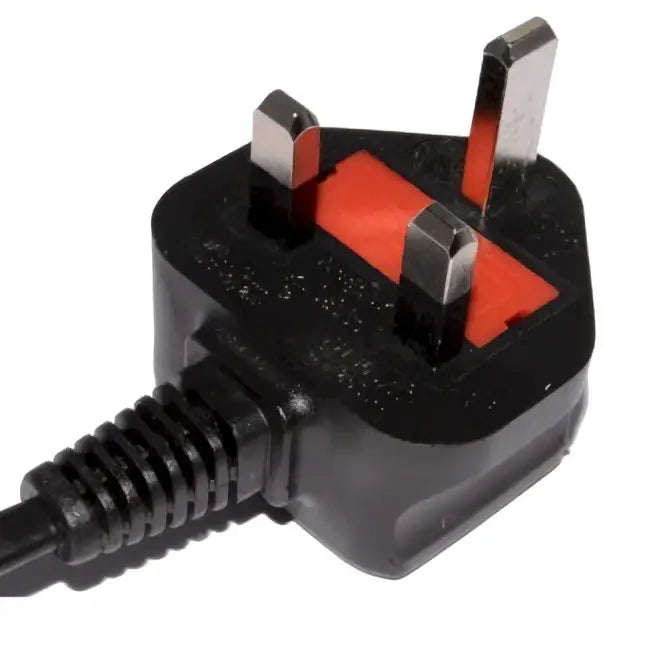 Black plastic uk three-pin power plug with red strip and metal prongs for natural coconut lamp natural loop