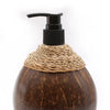 Natural coconut soap dispenser with black pump and twine wrap holding 150ml coconut soap liquid