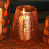 Natural floral glass large bowl candle holder in golden recycled glass with leaf design and embedded dried flowers