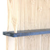 Blue distressed wood shelf suspended by cream macrame cords in natural macrame hanging shelves with blue wash